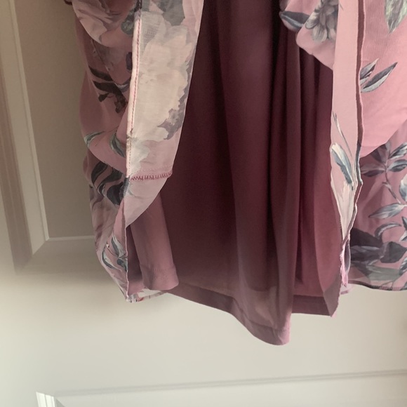 City Chic NEW Blouse Floral Short Sleeve V-neck Rosewood XXL Career Casual - Picture 5 of 12